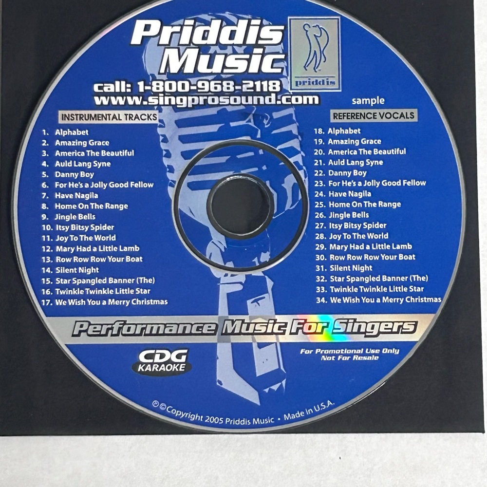 Priddis Music CDG Karaoke Disc Instrumentals & Vocals